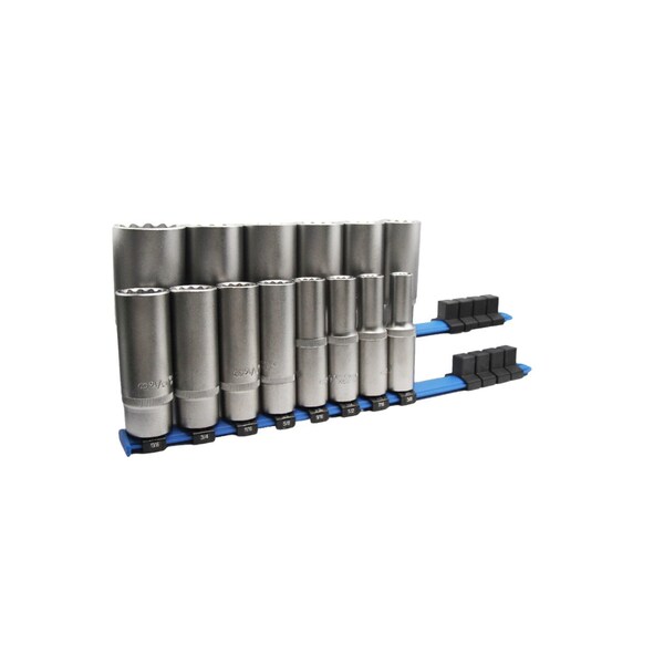 Holex 1/2 inch Drive 12 Point Deep Socket Set, 14 Pieces U63111 12PT - main